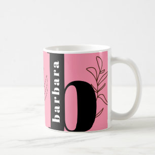 Fun Bold Typography Monogram Line Art Pink Coffee  Mug