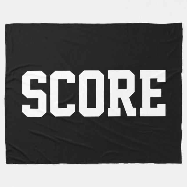 Fun Bold White Athletic SCORE Text On Modern Black Fleece Blanket (Front (Horizontal))