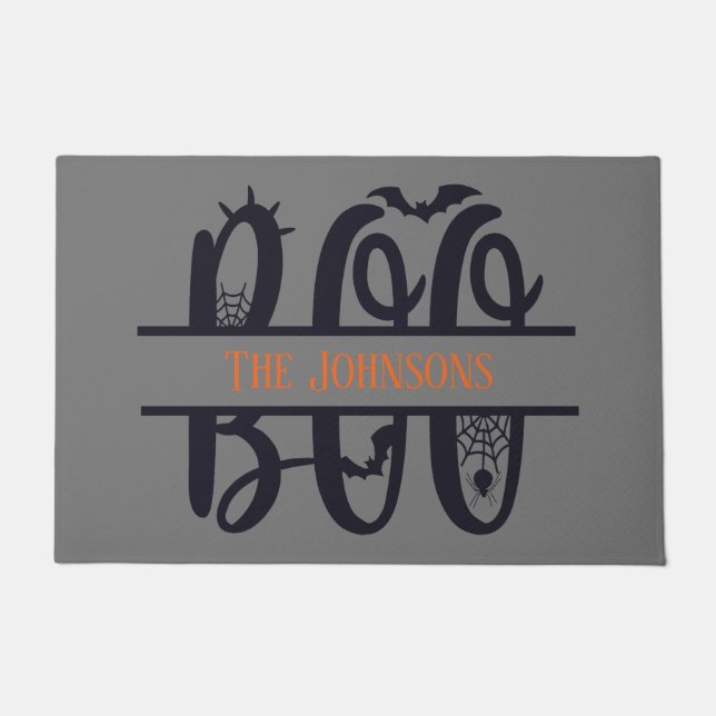 Fun Boo Monogram Add Name Halloween  Doormat (Front)