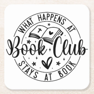 Fun Book Club design Square Paper Coaster