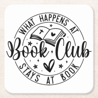 Fun Book Club design  Square Paper Coaster