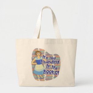 Fun Book Hoarder Housewife Retro Kitsch Large Tote Bag