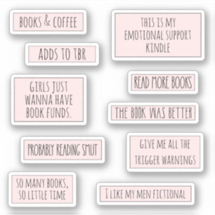 Fun Bookish Quotes Book Lover Pink Sticker Pack