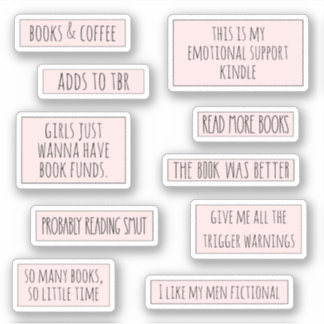 Fun Bookish Quotes Book Lover Pink Sticker Pack