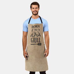 Fun Born to Grill Tan Black Grill BBQ Flame Apron