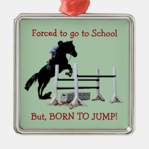 Fun Born to Jump Equestrian Metal Tree Decoration