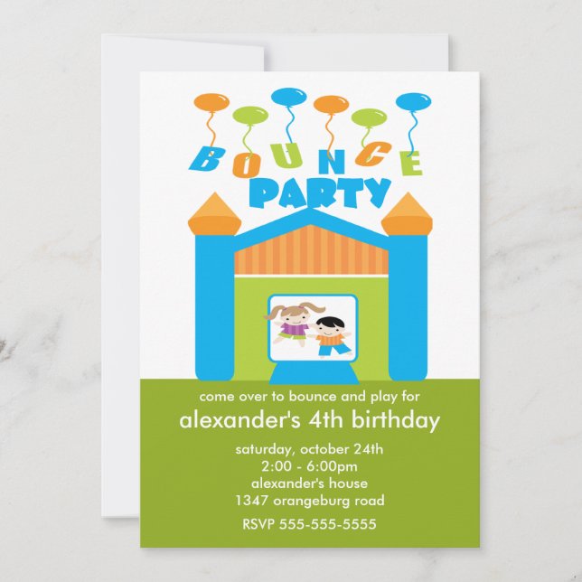 Fun Bounce House Birthday Party Invitation (Front)