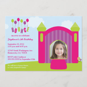 Fun bounce house birthday party photo invitation