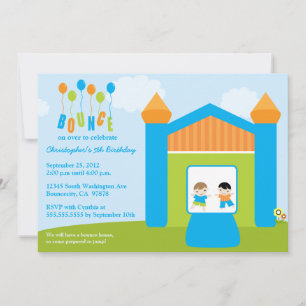 Fun bounce house boys birthday party invitation