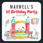 Fun Bounce House Castle Toys Jumping Kids Birthday Square Sticker<br><div class="desc">Fun Bounce House Castle Toys Jumping Kids Birthday Sticker</div>
