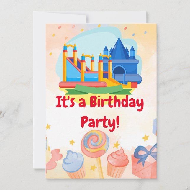 Fun Bouncy Castle Adventure Park  Birthday Party  Invitation (Front)