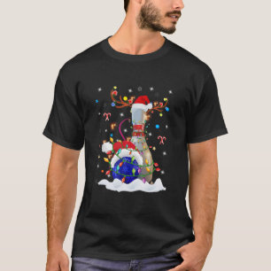 Fun Bowling Ball Christmas Bowling Pin Santa Hat L T-Shirt