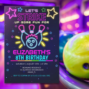 Fun Bowling Birthday Girl Invitation
