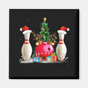 Fun Bowling Christmas Santa Hat Xmas Bowling Lover Magnet