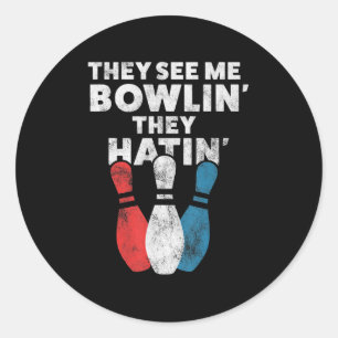 Fun Bowling Gift  For Men Women Or Dad Classic Round Sticker