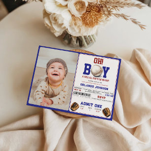 Fun Boy Baseball Baby Shower   Custom Sports Party Invitation