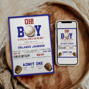 Fun Boy Baseball Baby Shower   Custom Sports Party Invitation