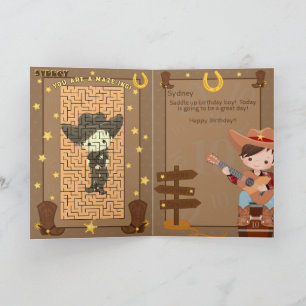 Fun Boys A-Maze-ing Cowboy Happy Birthday Card
