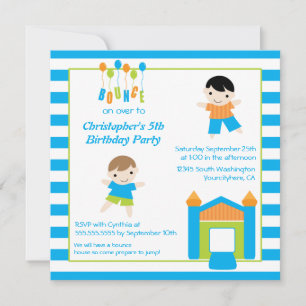 Fun boy's bounce house party birthday invitation