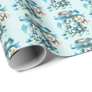 Fun boys candy buffet baby shower tiled  wrapping paper
