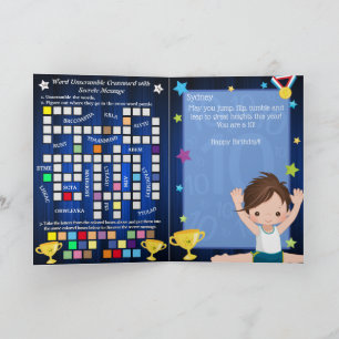 Fun Boys Gymnastics Secret Message Happy Birthday Card