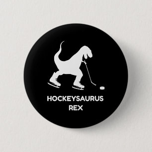 Fun Boys Ice Hockey T Rex Dinosaur  6 Cm Round Badge
