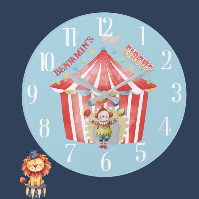 Fun Boy's Room Circus Carnival Large Clock (Creator Uploaded)