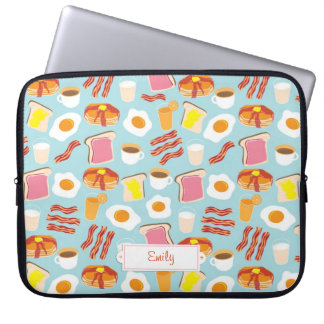 Fun Breakfast Food Illustrations Pattern Laptop Sleeve
