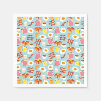 Fun Breakfast Food Illustrations Pattern Napkin