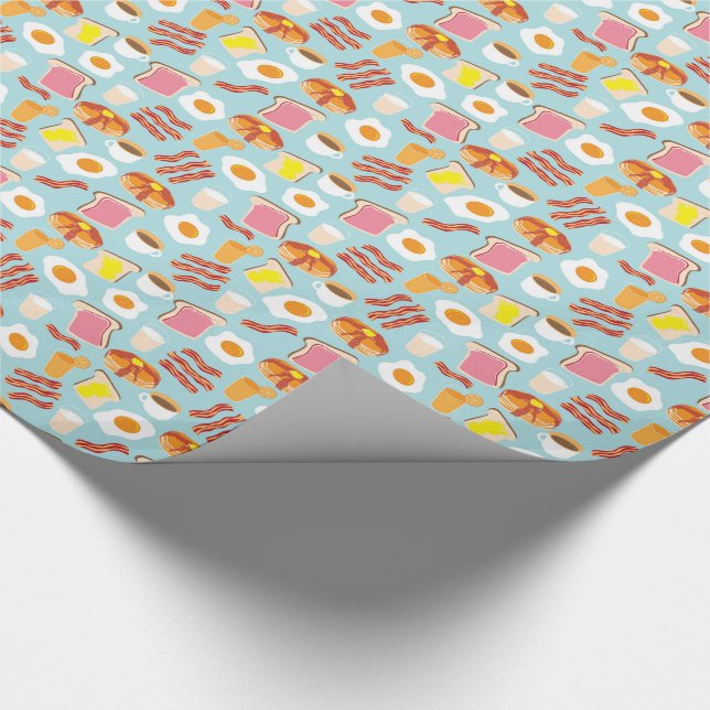Fun Breakfast Food Illustrations Pattern Wrapping Paper (Corner)