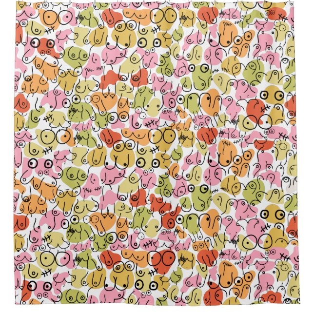 fun breast design shower curtain (Front)