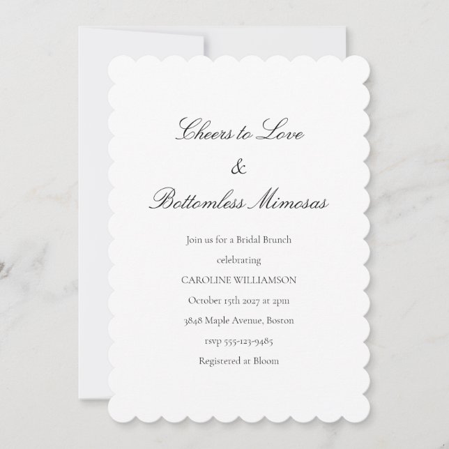 Fun Bridal Brunch Mimosas Funny Quote Black White Invitation (Front)
