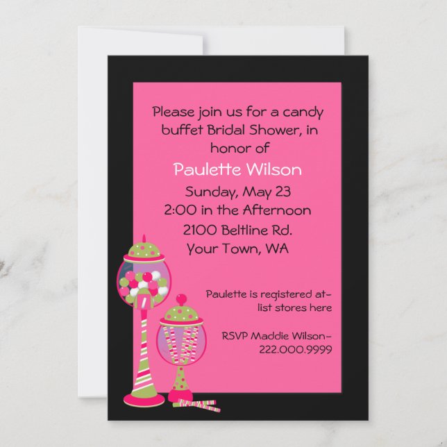 Fun Bridal Shower Candy Buffet Invitation (Front)