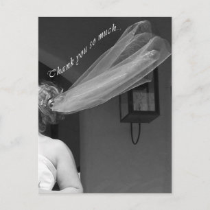 Fun Bridal Veil Wedding Thank You Postcard