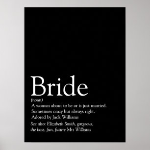 Fun Bride Definition Bridal Shower Sign