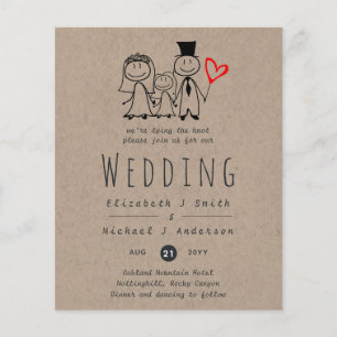 Fun Bride Groom Girl Wedding Invite Handdrawn