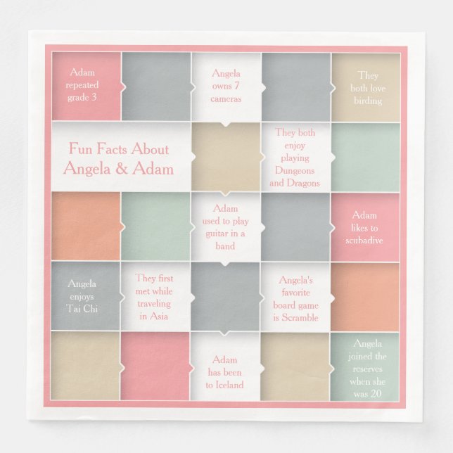 Fun Bride Groom Infographic Personalised Wedding Napkin (Front)