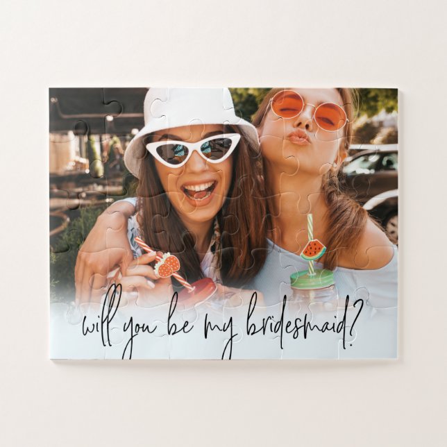 Fun bridesmaid proposal custom photo jigsaw puzzle (Horizontal)