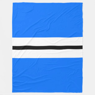 Fun Bright Blue Black White Centre Racing Stripes Fleece Blanket