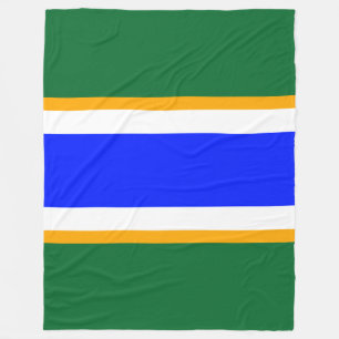 Fun Bright Blue White Yellow Green Racing Stripes Fleece Blanket