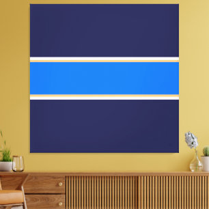 Fun Bright Blue White Yellow Navy Racing Stripes Canvas Print