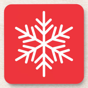Fun Bright Christmas Red White Nordic Snowflake Coaster