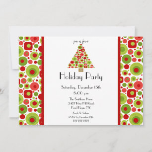 Fun Bright Christmas Tree Holiday Party Invitation