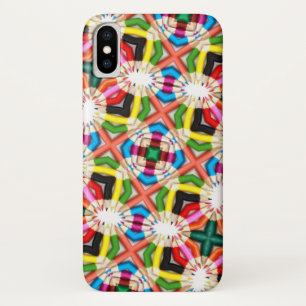 Fun Bright Colorful Kaleidoscope Cross Pattern iPhone X Case
