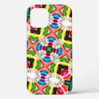 Fun Bright Coloured Pencil Kaleidoscope Pattern Ca iPhone 12 Case
