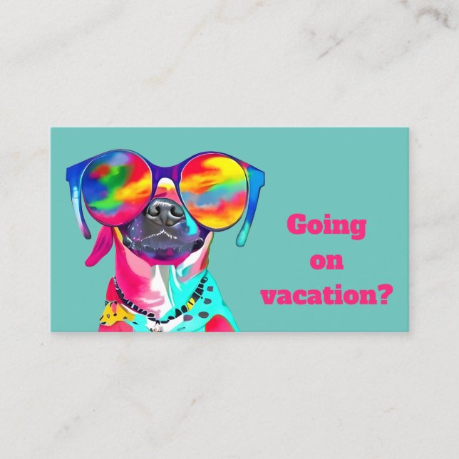 Fun Bright Colourful Dog Custom Pet Sitter Business Card (Front)