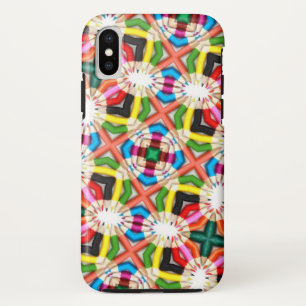 Fun Bright Colourful Kaleidoscope Cross Pattern iPhone X Case