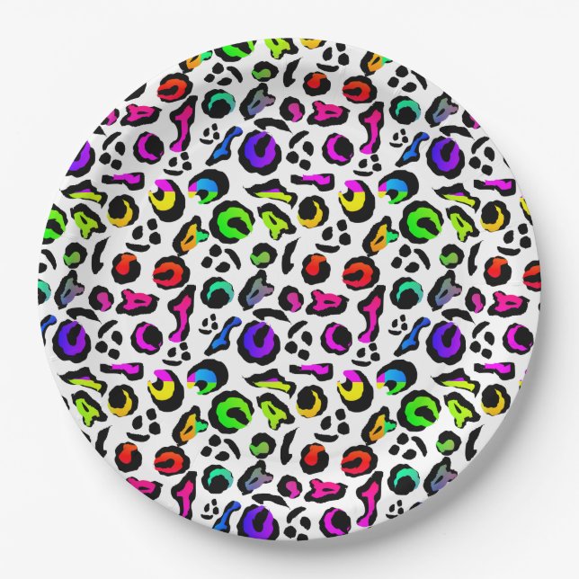 Fun Bright Colourful Modern Party Pattern Paper Plate (Front)