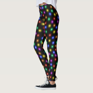 Fun Bright Festive Christmas Lights Illustration Leggings