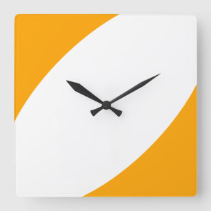 Fun Bright Golden Yellow White Abstract Curves Square Wall Clock
